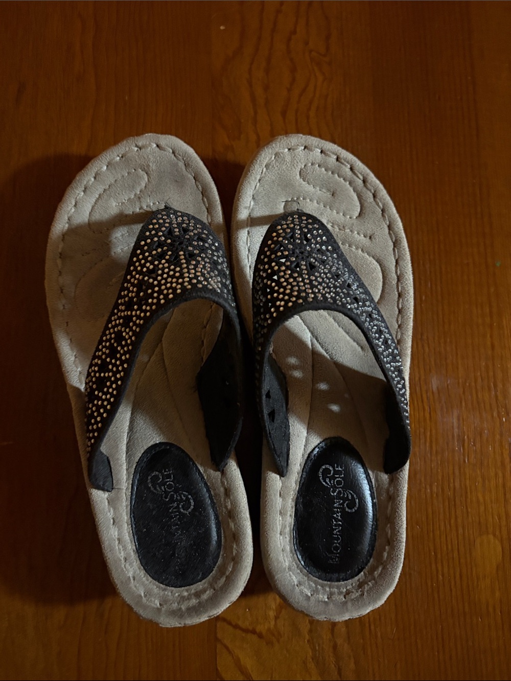 Comfort Sparkle Black Women's Thong Sandals